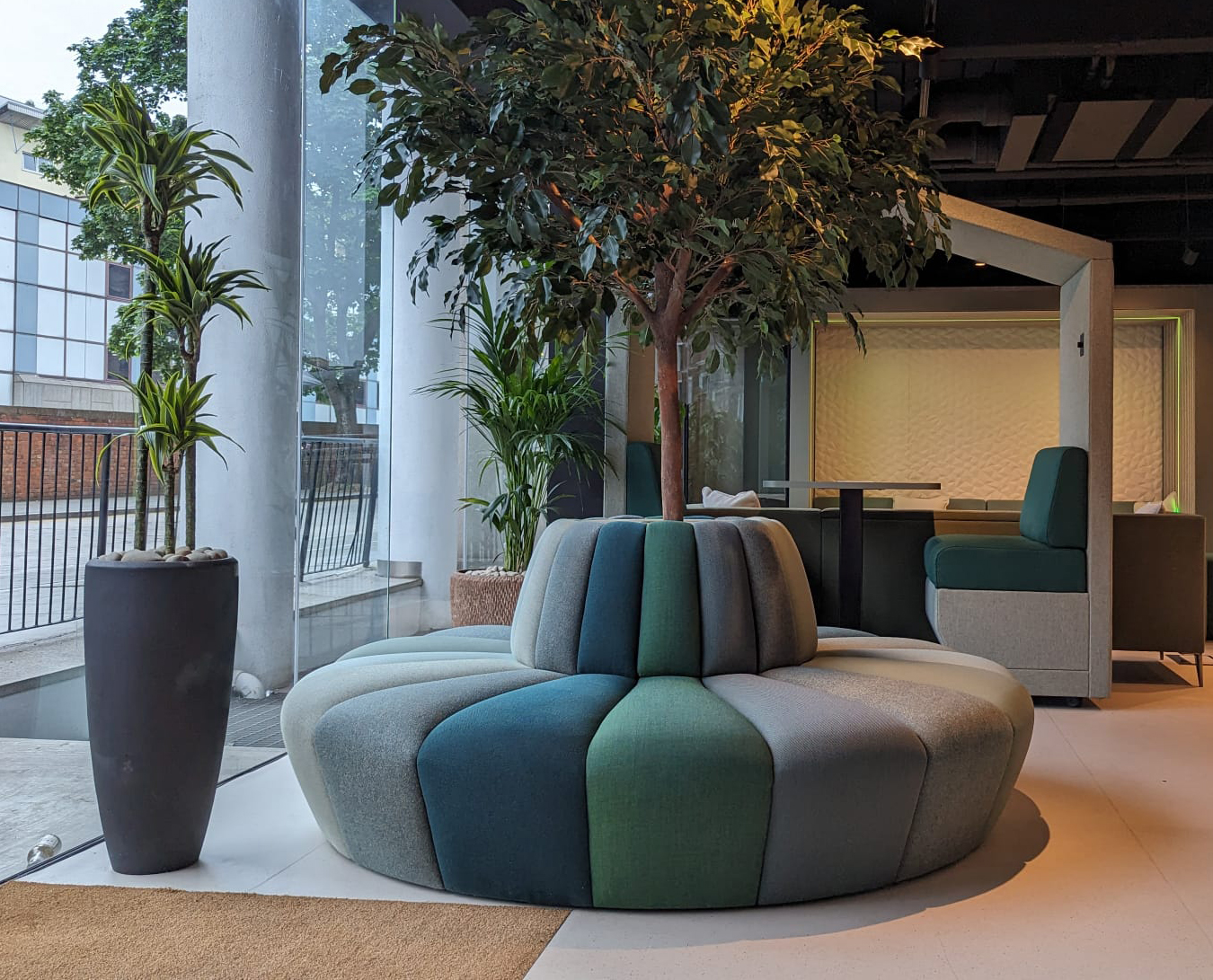 Terry curved banquette seating