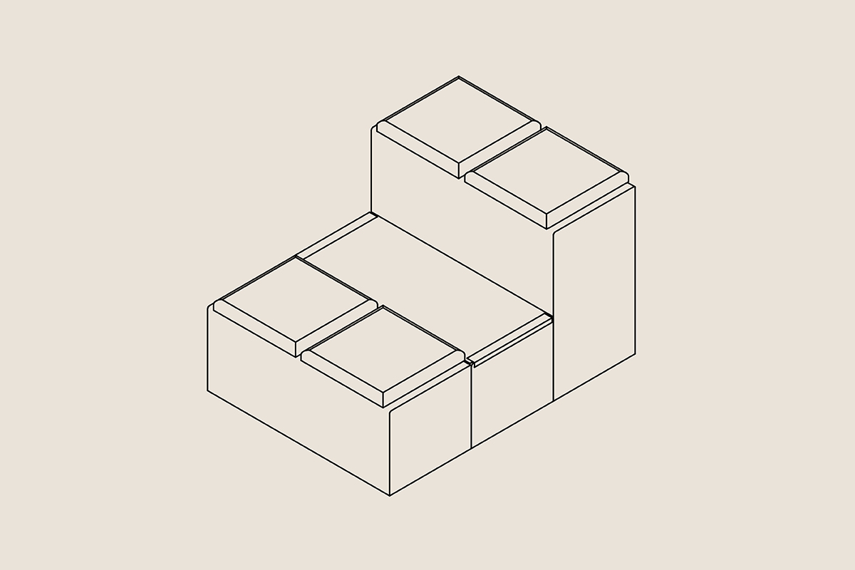 Laminate tiered seating for group working