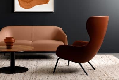 Amelia Wing Back Lounge Chair, 4 Metal Legs