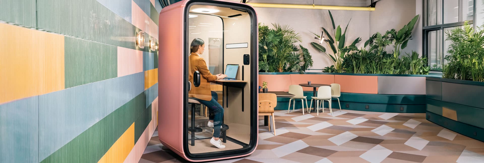 One Soundproof office phone pod