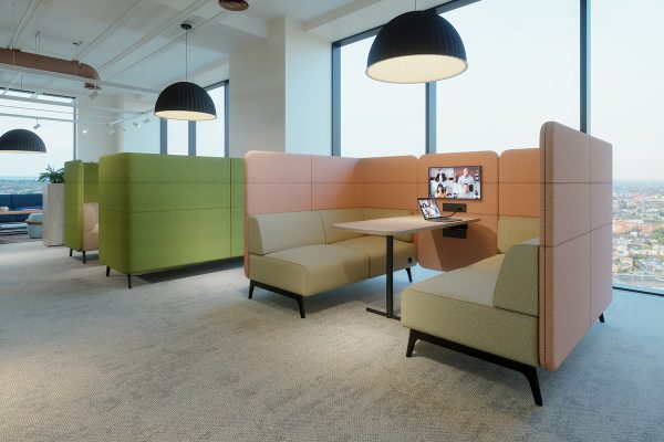 Tryst 4 person office meeting booth with open end
