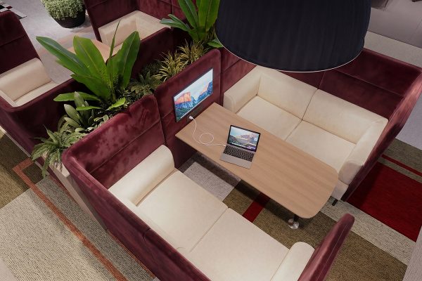 Tryst Curved 4 Person Booth with Enclosed Ends