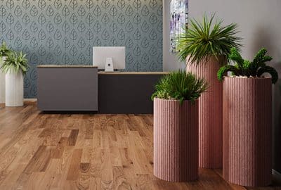 Trio of tall office planters
