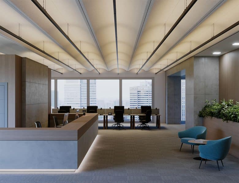 Vault acoustic curved ceiling feature